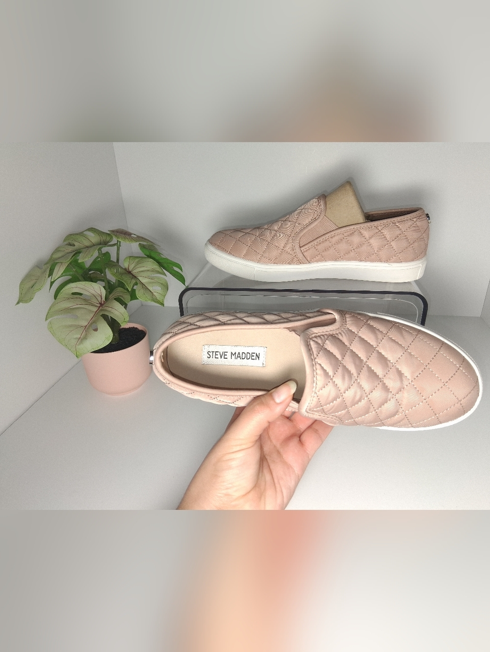 Steve Madden Quilted Slip-On Sneakers - Blush Size 7B - Picture 11 of 12